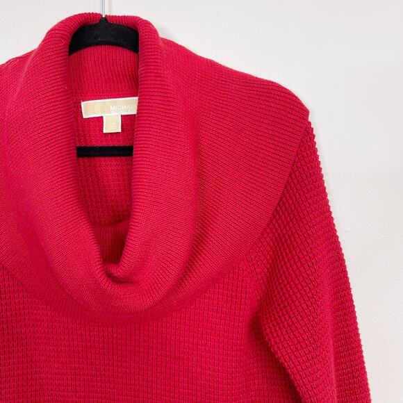 Michael Kors Cowl Neck Sweater Womens XSmall XS Red Cotton Blend Knit - Picture 3 of 8